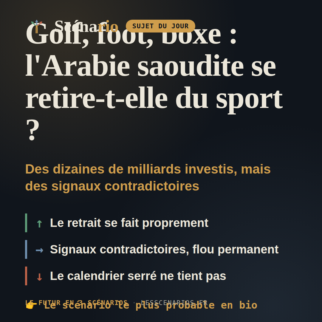 Golf, foot, boxe : l'Arabie saoudite se retire-t-elle du sport ?
